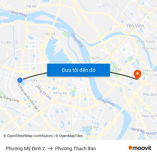 Phường Mỹ Đình 2 to Phường Thạch Bàn map