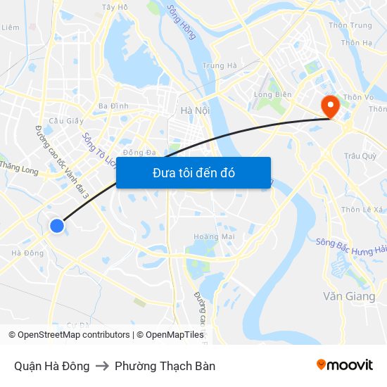 Quận Hà Đông to Phường Thạch Bàn map