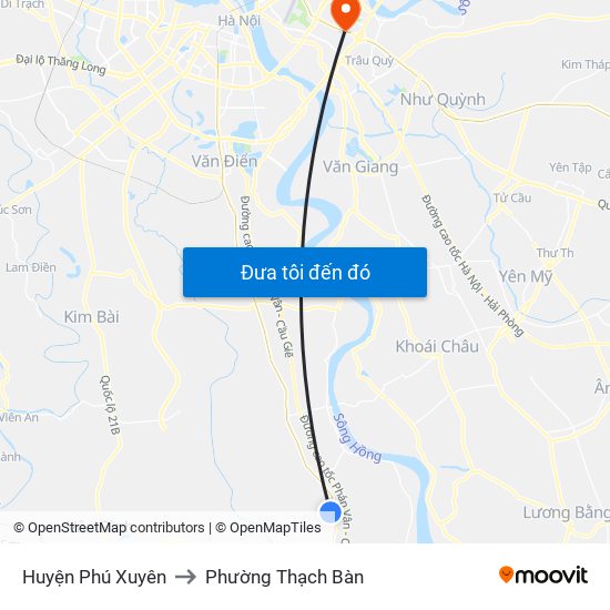 Huyện Phú Xuyên to Phường Thạch Bàn map