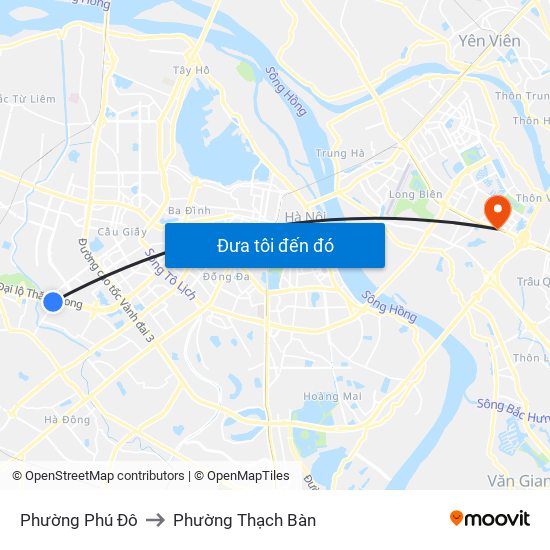 Phường Phú Đô to Phường Thạch Bàn map