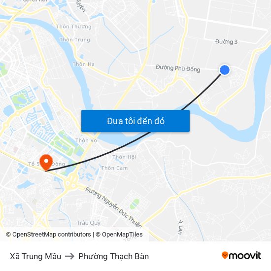 Xã Trung Mầu to Phường Thạch Bàn map