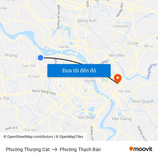 Phường Thượng Cát to Phường Thạch Bàn map