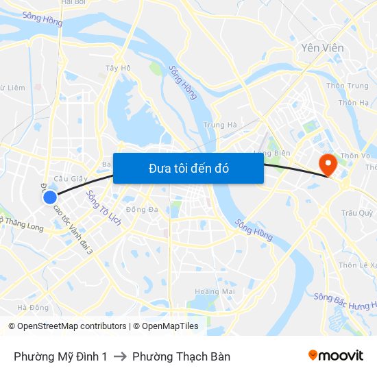 Phường Mỹ Đình 1 to Phường Thạch Bàn map