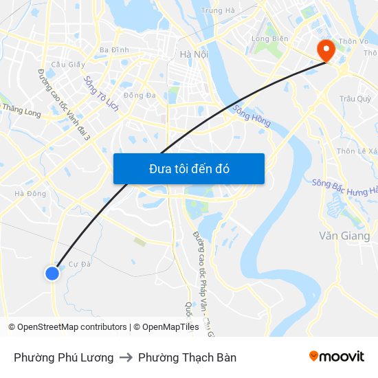 Phường Phú Lương to Phường Thạch Bàn map