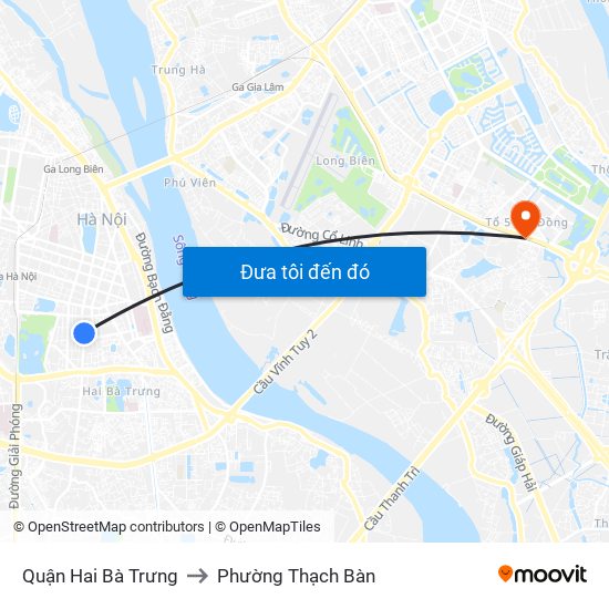 Quận Hai Bà Trưng to Phường Thạch Bàn map