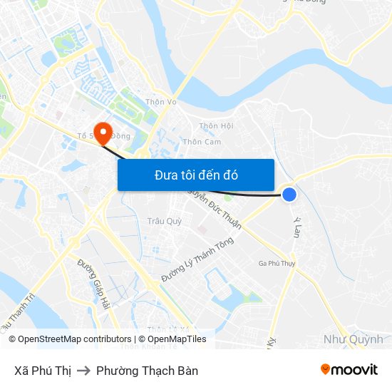 Xã Phú Thị to Phường Thạch Bàn map