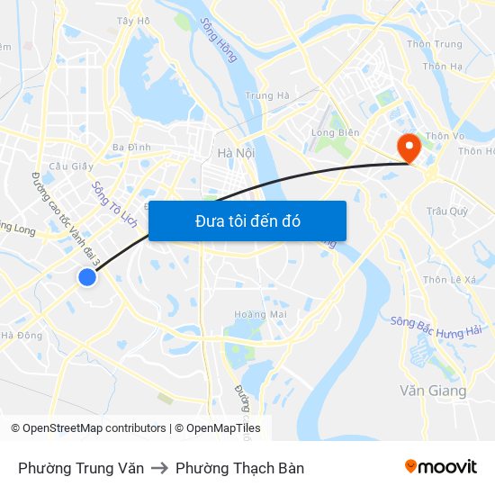 Phường Trung Văn to Phường Thạch Bàn map