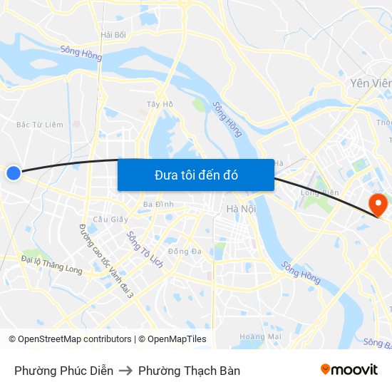 Phường Phúc Diễn to Phường Thạch Bàn map