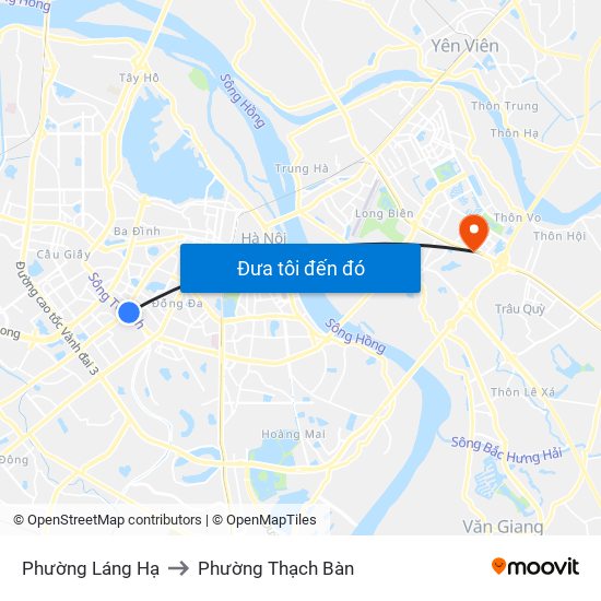 Phường Láng Hạ to Phường Thạch Bàn map