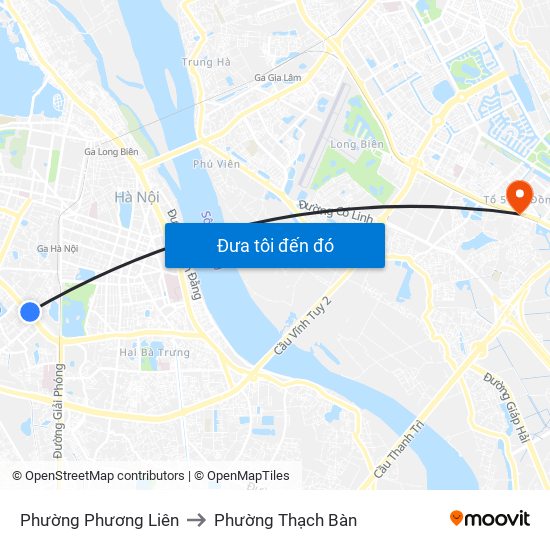 Phường Phương Liên to Phường Thạch Bàn map