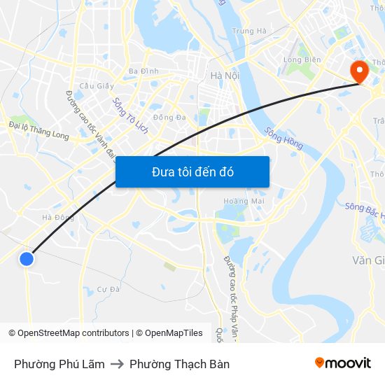 Phường Phú Lãm to Phường Thạch Bàn map