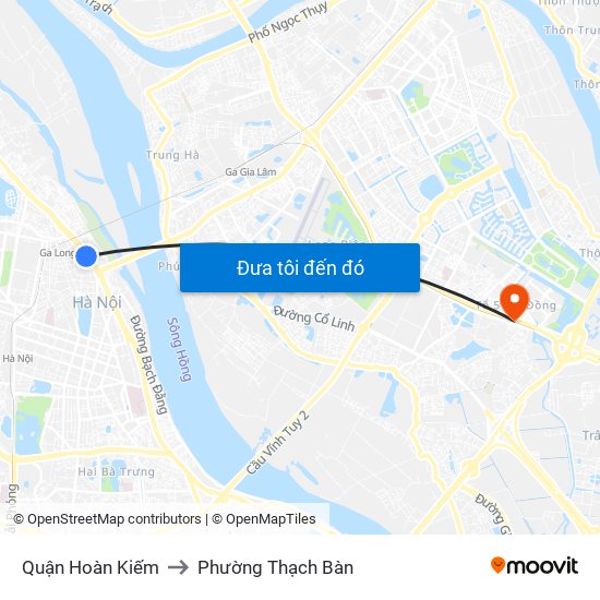 Quận Hoàn Kiếm to Phường Thạch Bàn map