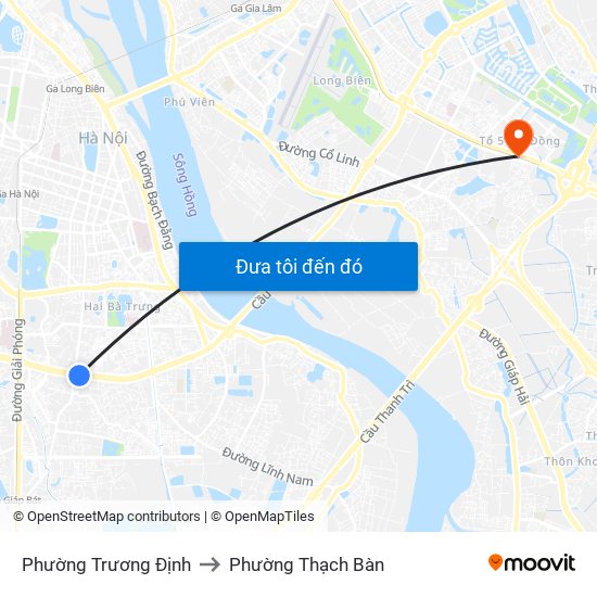 Phường Trương Định to Phường Thạch Bàn map