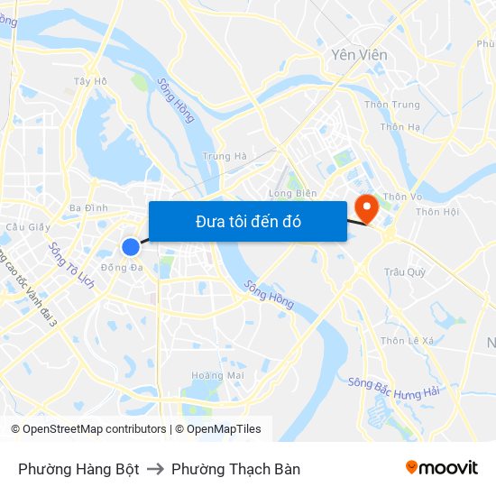 Phường Hàng Bột to Phường Thạch Bàn map