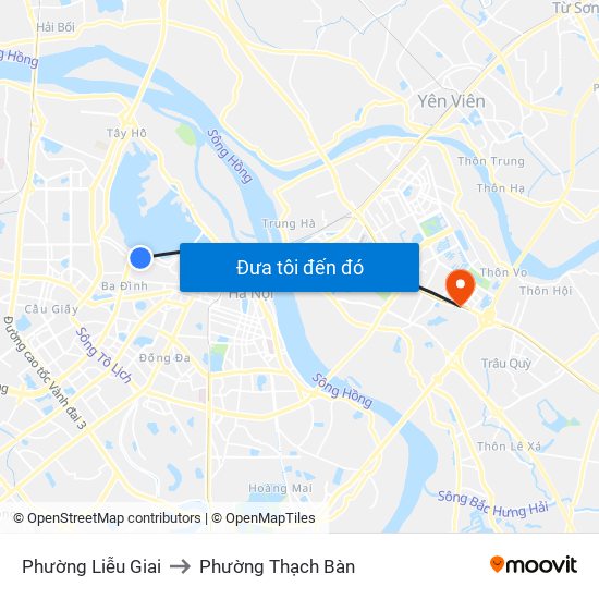 Phường Liễu Giai to Phường Thạch Bàn map