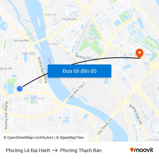 Phường Lê Đại Hành to Phường Thạch Bàn map