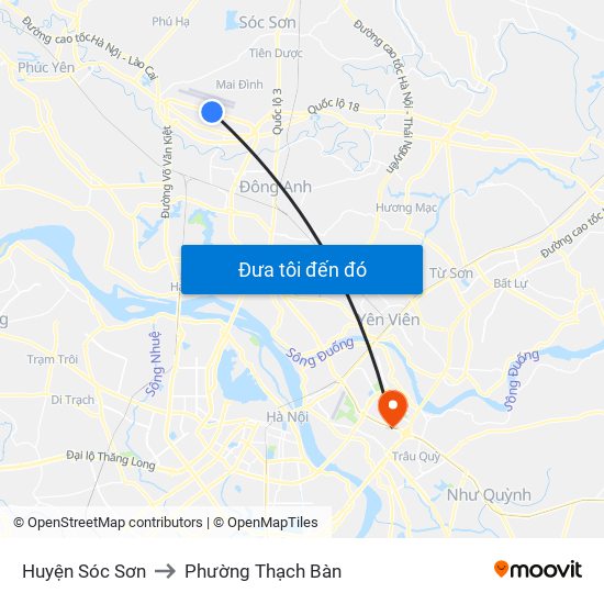 Huyện Sóc Sơn to Phường Thạch Bàn map