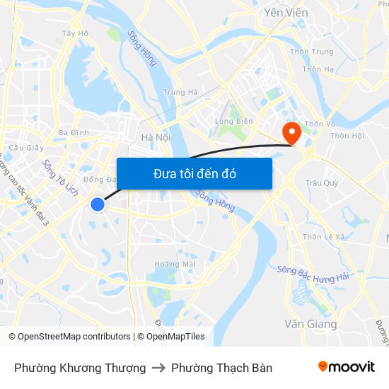 Phường Khương Thượng to Phường Thạch Bàn map