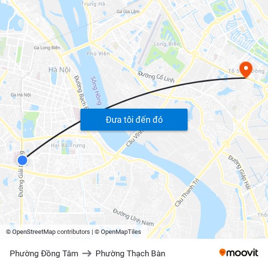 Phường Đồng Tâm to Phường Thạch Bàn map