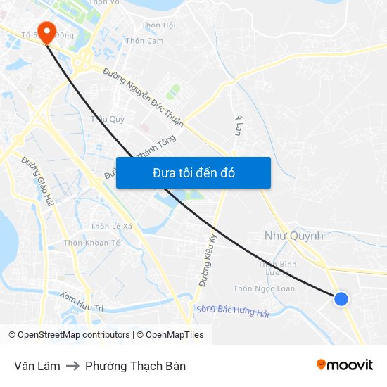 Văn Lâm to Phường Thạch Bàn map