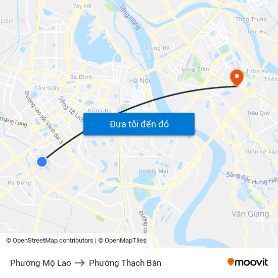 Phường Mộ Lao to Phường Thạch Bàn map