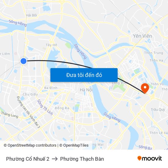 Phường Cổ Nhuế 2 to Phường Thạch Bàn map