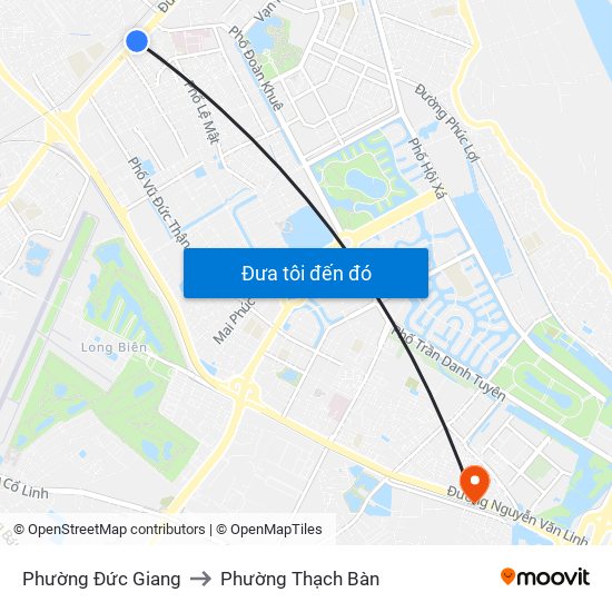 Phường Đức Giang to Phường Thạch Bàn map