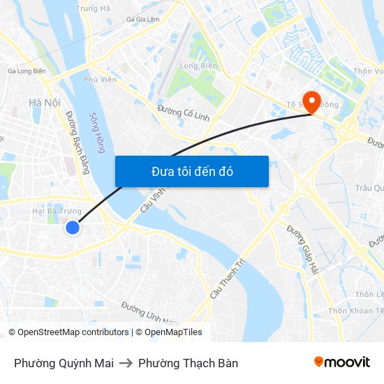 Phường Quỳnh Mai to Phường Thạch Bàn map