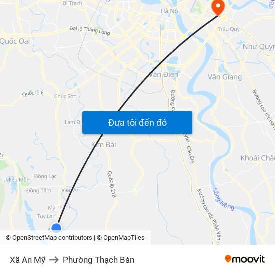 Xã An Mỹ to Phường Thạch Bàn map