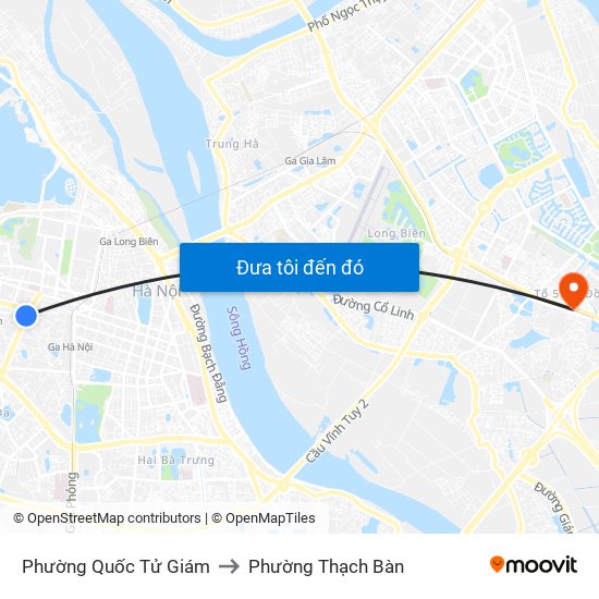 Phường Quốc Tử Giám to Phường Thạch Bàn map