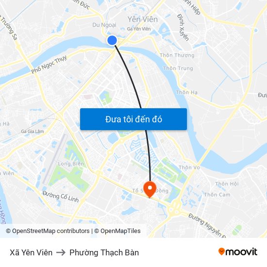 Xã Yên Viên to Phường Thạch Bàn map