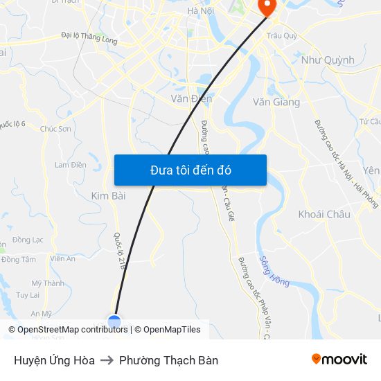 Huyện Ứng Hòa to Phường Thạch Bàn map