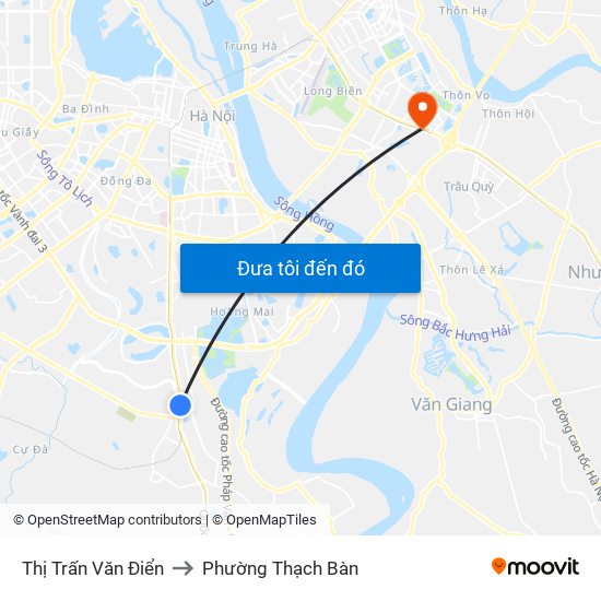 Thị Trấn Văn Điển to Phường Thạch Bàn map