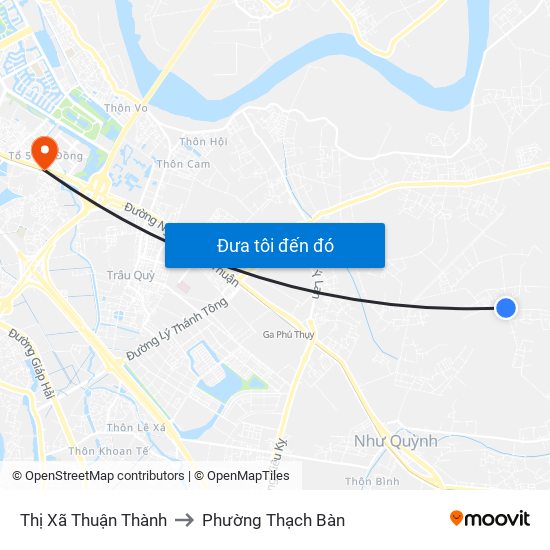 Thị Xã Thuận Thành to Phường Thạch Bàn map