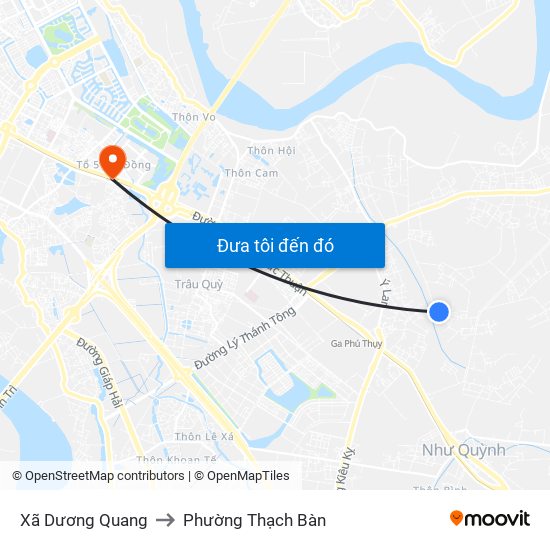 Xã Dương Quang to Phường Thạch Bàn map