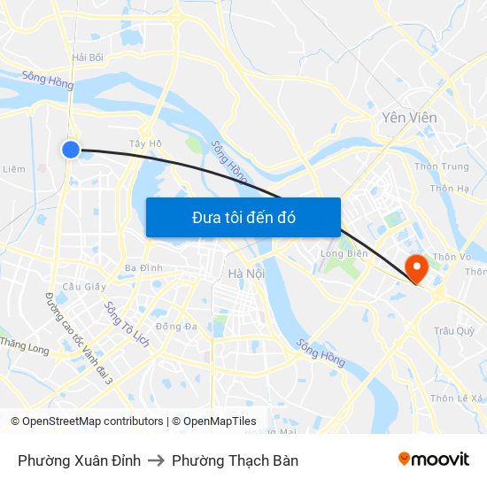 Phường Xuân Đỉnh to Phường Thạch Bàn map