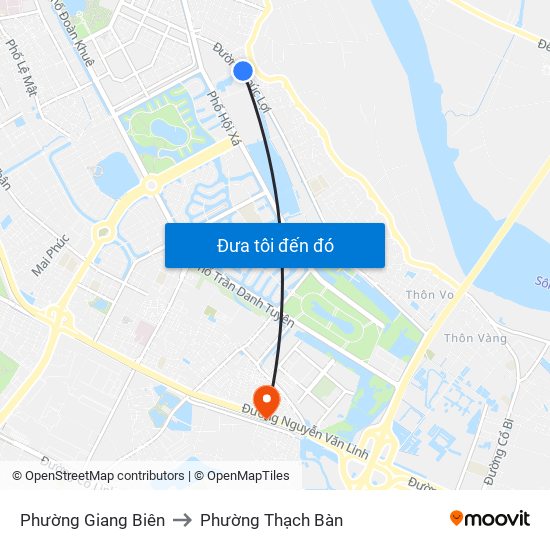 Phường Giang Biên to Phường Thạch Bàn map