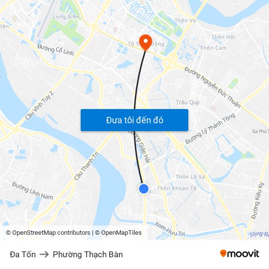 Đa Tốn to Phường Thạch Bàn map