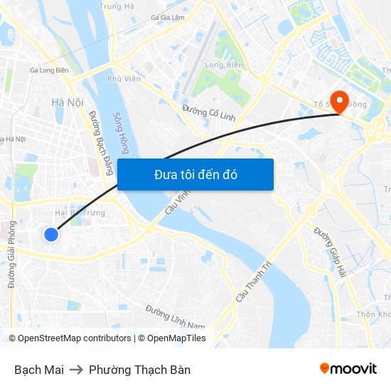 Bạch Mai to Phường Thạch Bàn map