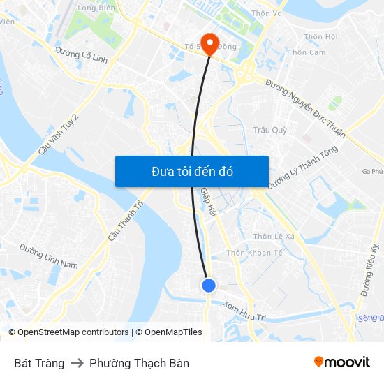 Bát Tràng to Phường Thạch Bàn map