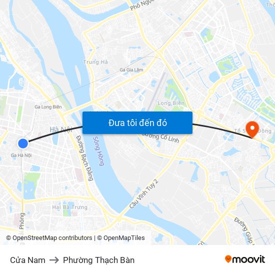 Cửa Nam to Phường Thạch Bàn map