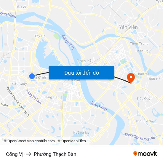 Cống Vị to Phường Thạch Bàn map