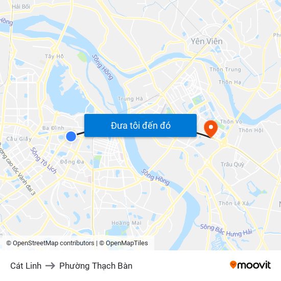 Cát Linh to Phường Thạch Bàn map
