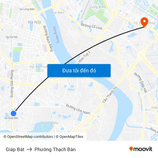 Giáp Bát to Phường Thạch Bàn map