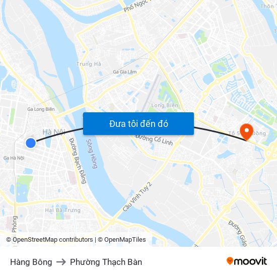 Hàng Bông to Phường Thạch Bàn map