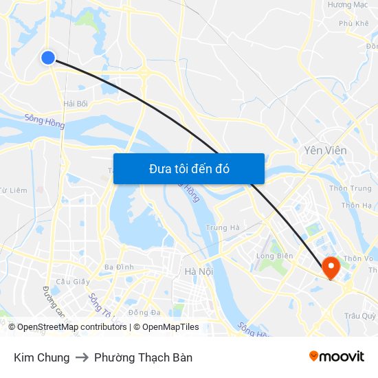 Kim Chung to Phường Thạch Bàn map