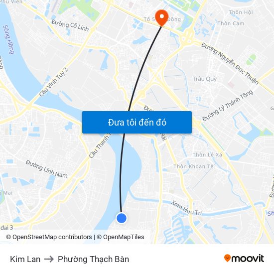 Kim Lan to Phường Thạch Bàn map