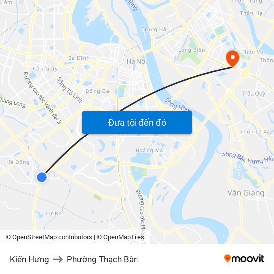 Kiến Hưng to Phường Thạch Bàn map