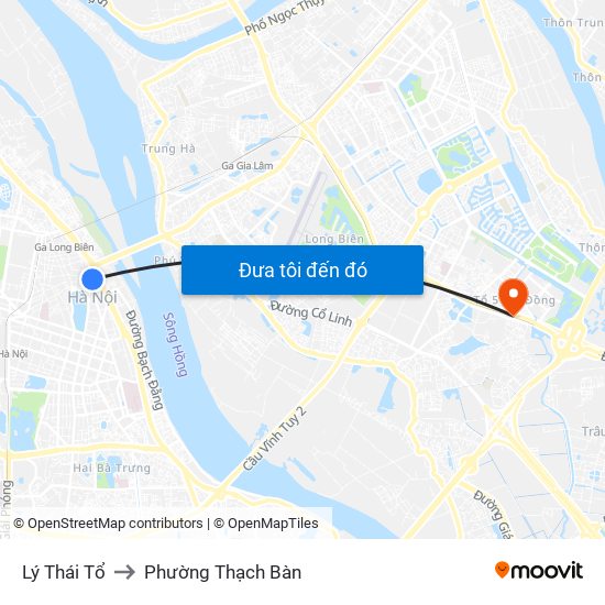 Lý Thái Tổ to Phường Thạch Bàn map