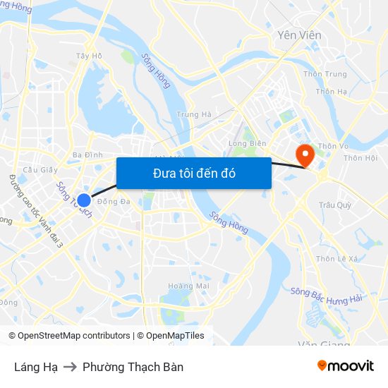 Láng Hạ to Phường Thạch Bàn map